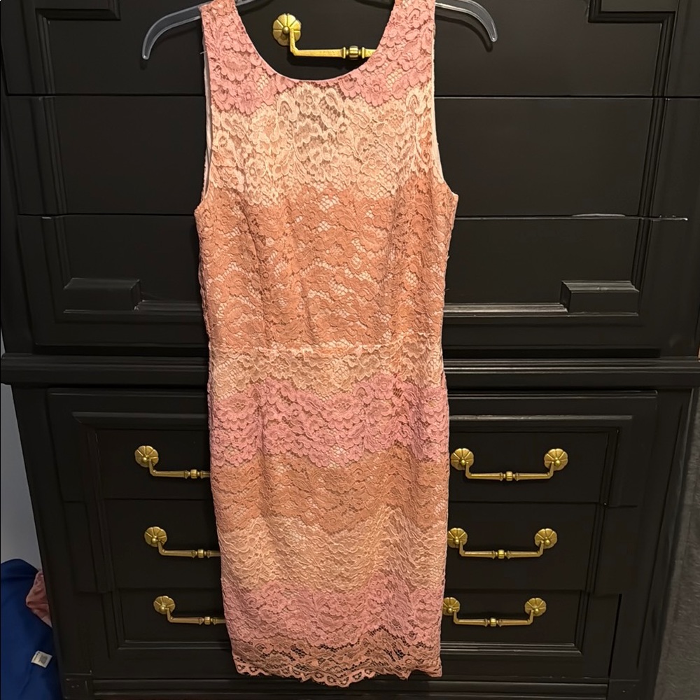 Tahari Pink and Peach Lace Dress